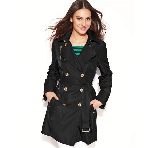 michael kors womens black khaki trench coat|Michael Kors trench coat nordstrom.